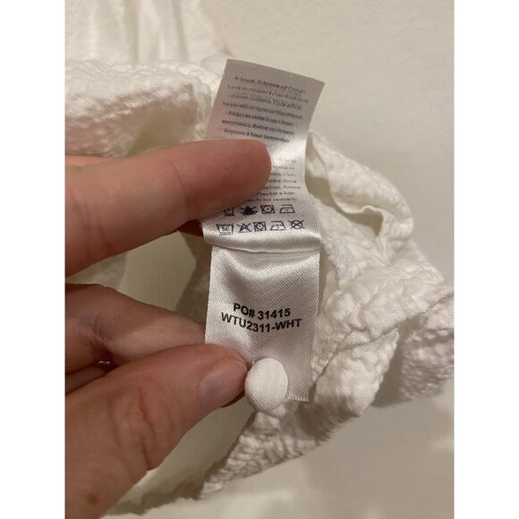 Faherty Tank Top Womens Small White Textured Button Front Organic Cotton Modal - Picture 6 of 7